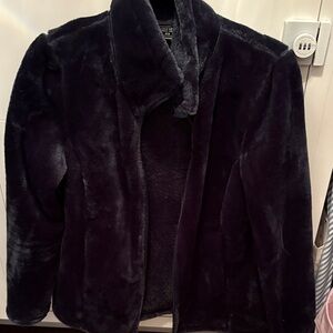 32 Degrees Women's Dark Faux Fur Teddy Jacket